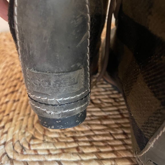 Sorel Womens Size 7.5 PDX Plaid Wedge Lace Up Bootie Green Brown Cap Toe - Picture 7 of 13